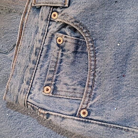 LEVI CASUAL BOHEMIAN VINTAGE SOUTHWESTERN 90's MIDI BLUE JEAN DENIM MINI SKIRT - Picture 8 of 16